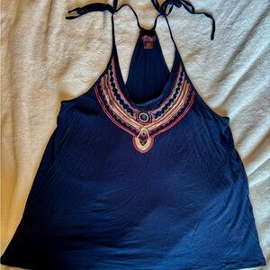 Rock & Roll Cowgirl Navy Embroidered Camisole